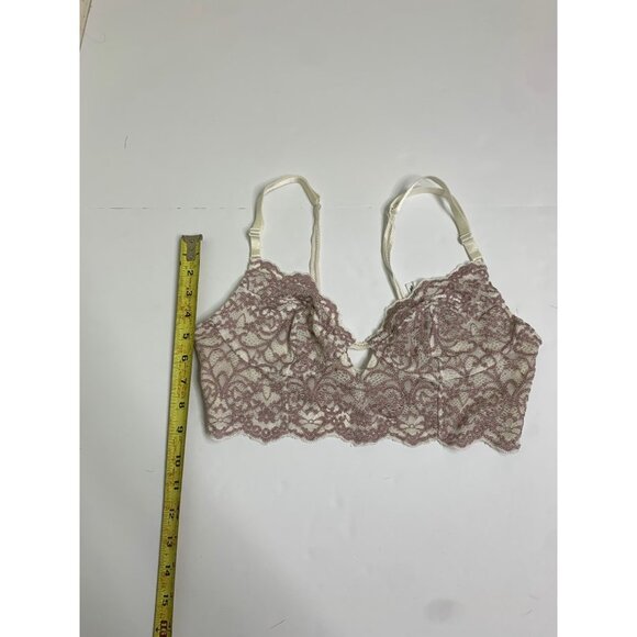 Free People Pink & White Lace Adjustable Bralette Lingerie Top Size Medium - Picture 7 of 11